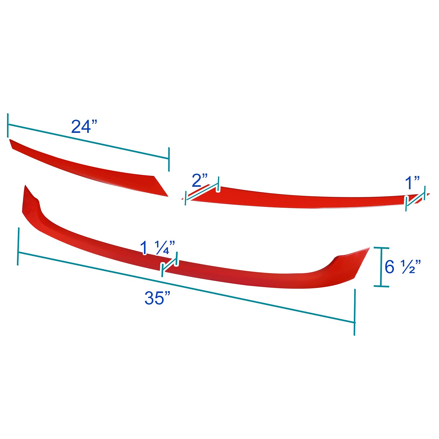 JDM Spec-D Tuning Red Front Grille Trim Cover Garnish 3PC Compatible with 2016-2018 Honda Civic FK8