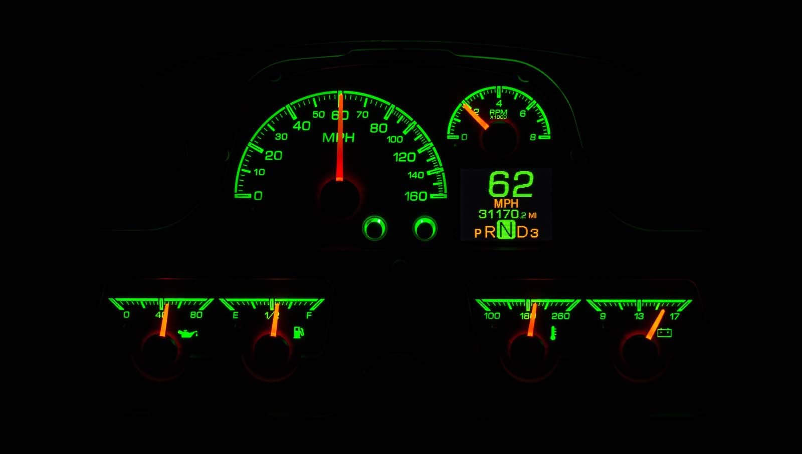 Dakota Digital HDX-62T-FJ-K Dash Gauge System Compatible with 1962-84 Toyota FJ Customizable Black Alloy