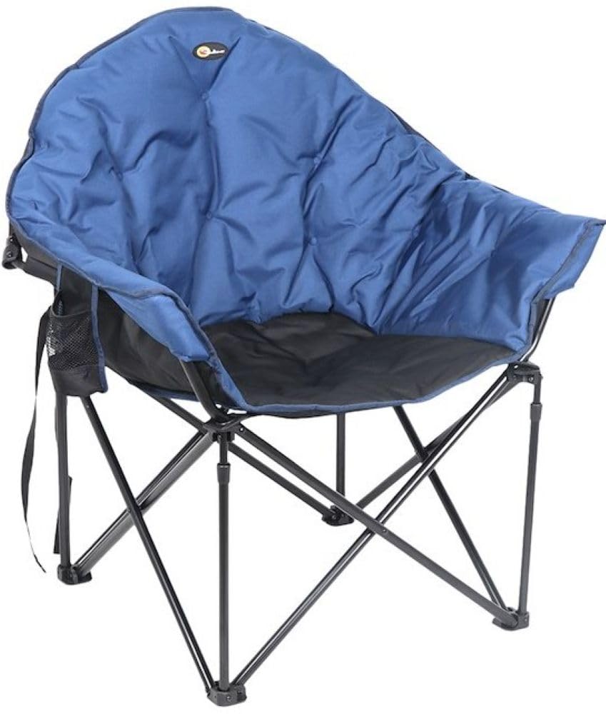 Big Dog Faulkner Bucket Chair Foldable Camping Chair Blue with Padded Seat and Backrest 3/4 Inch Steel Frame Carry Bag with Shoulder Strap 300 lb Capacity