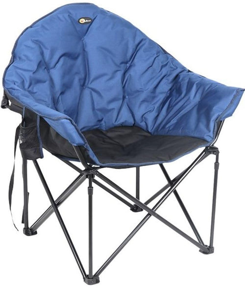 Big Dog Faulkner Bucket Chair Foldable Camping Chair Blue with Padded Seat and Backrest 3/4 Inch Steel Frame Carry Bag with Shoulder Strap 300 lb Capacity