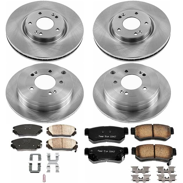 Power Stop KOE4440 Replacement Brake Kit-OE Brake Rotors & Ceramic Brake Pads For Hyundai Azera Front and Rear 2006-2009 [Model Specific]