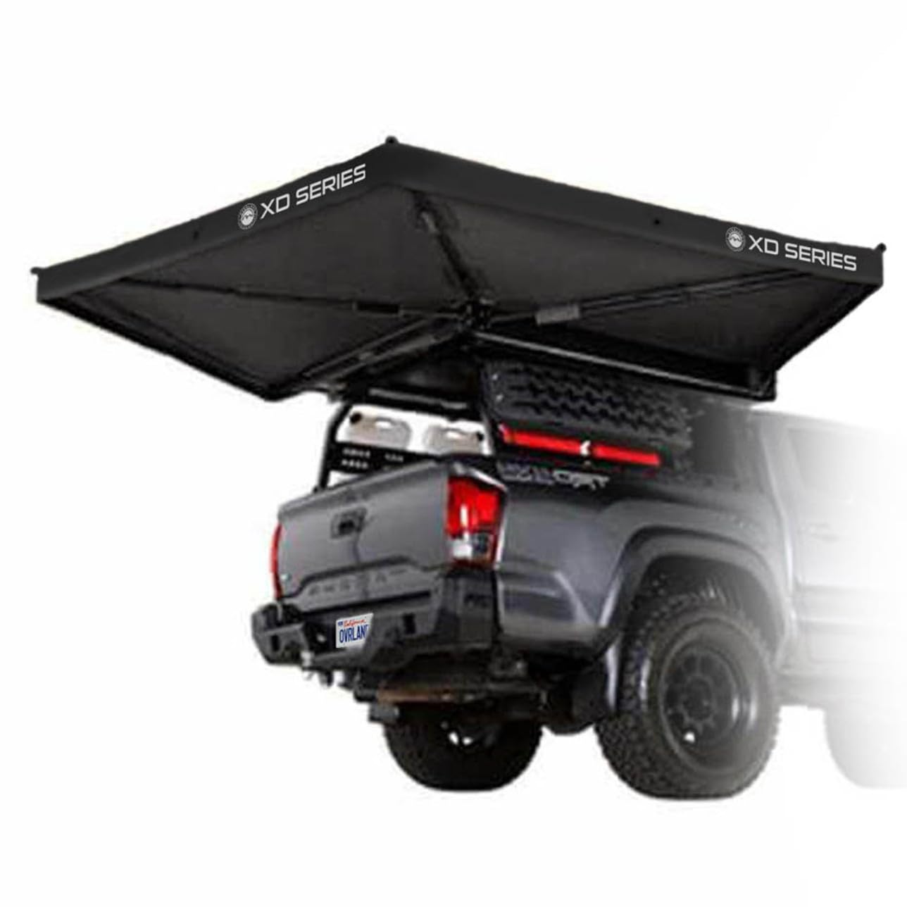 XD Nomadic 270 LTE - Overland Vehicle Systems Awning w/Lights, Black Body, Black Trim W/Black Travel Cover, Passenger Side
