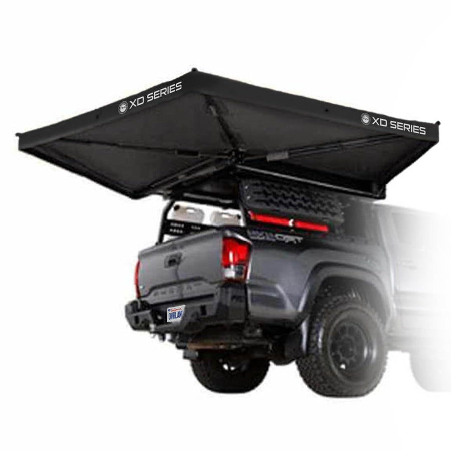 XD Nomadic 270 LTE - Overland Vehicle Systems Awning w/Lights, Black Body, Black Trim W/Black Travel Cover, Passenger Side