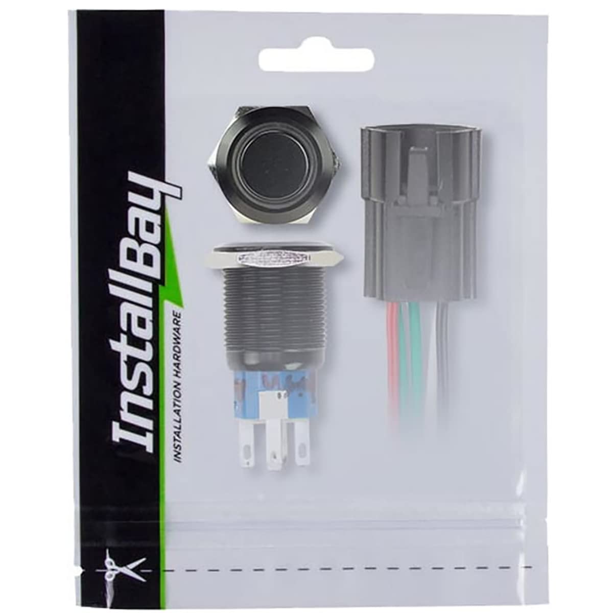 19Mm Black Round Switch W/Latch & Harness - Installbay White (IBRBSW19)