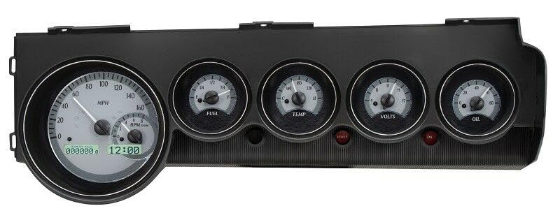 Dakota Digital VHX-70D-STD-S-W Gauge Instrument System Compatible with 1970-74 Mopar E-Body: Challenger & Barracuda Silver Alloy White Backlighting