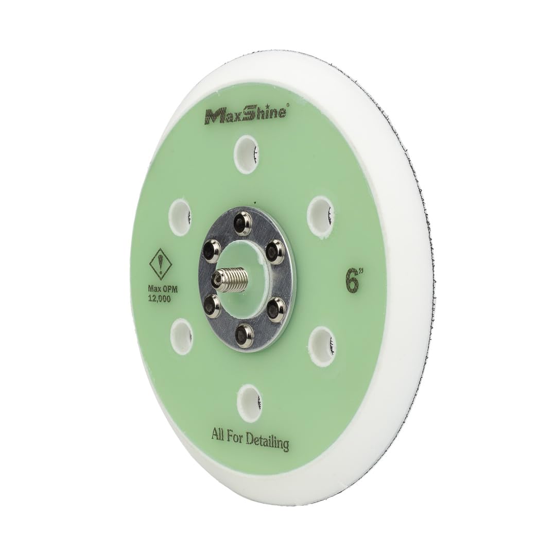 Dual Action Backing Plate Maxshine 6” Universal Hook & Loop | Fits Polishers with 5/16” Thread | Supports Up to 10,000 OPM | Compatible with All Dual Action Polishers for Buffing & Polishing Pads