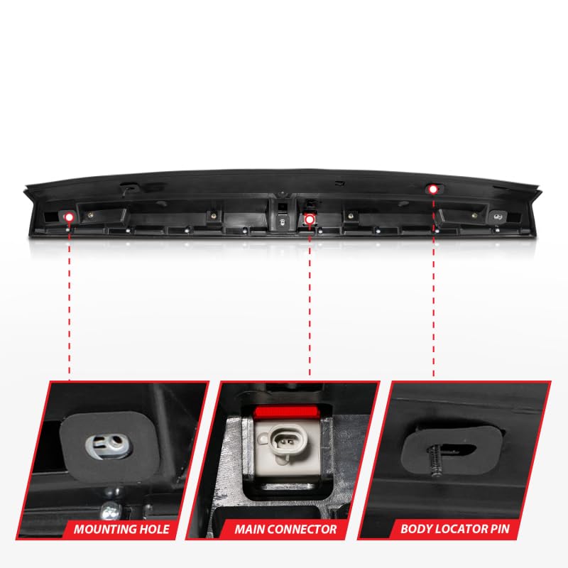 ANZO 2007-2014 Compatible with Chevrolet Suburban 1500 LED 3rd Brake Light Black Housing Smoke Lens w/Spoiler 1pc