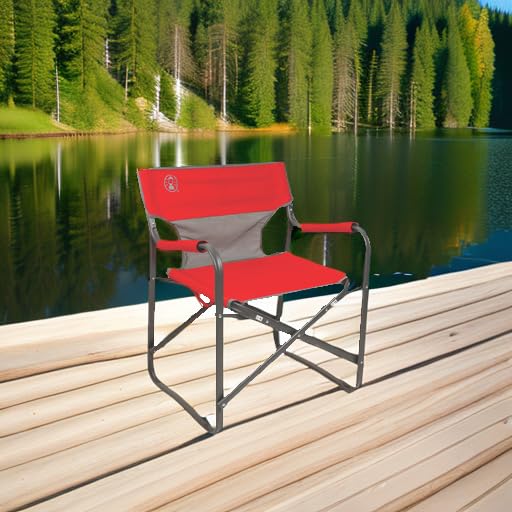 Coleman Outpost Folding Breeze Camping Chair with Cooling Mesh Back, Portable Outdoor Chair Supports up to 300lbs