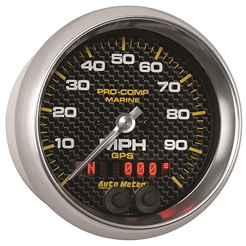 Speedometer AutoMeter Gauge, 3 3/8", 100Mph, GPS, Marine Carbon Fiber (200636-40)
