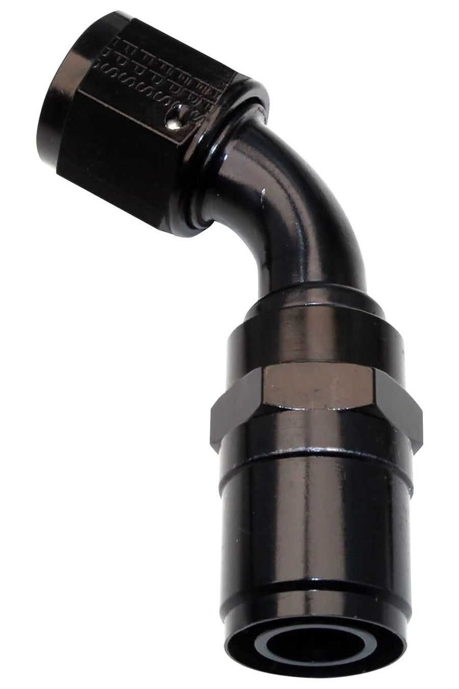 Fragola Fitting, 10 an Hose Crimp to 10 an Female, Crimp-On, 30 Degree, Aluminum, Black Anodize, Each
