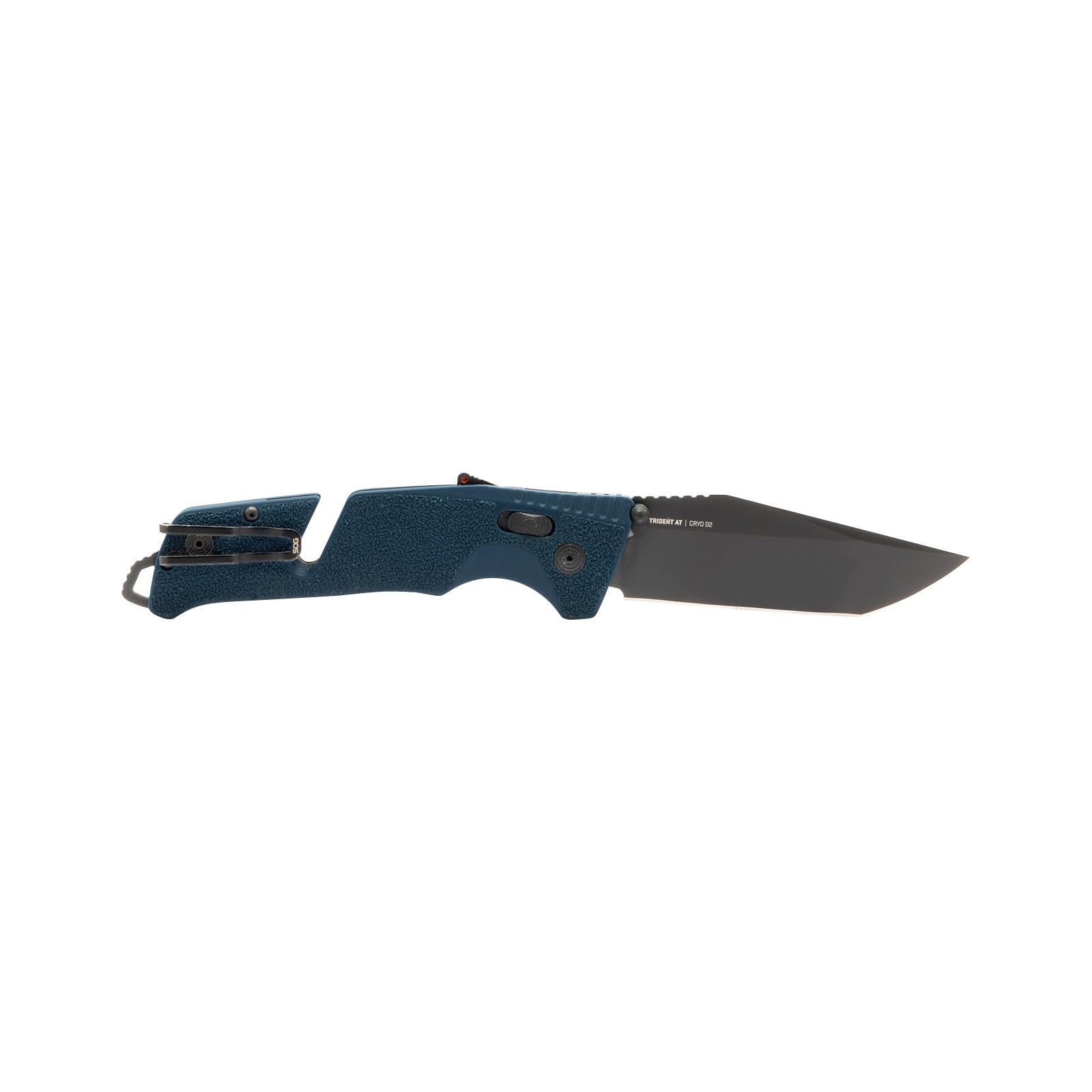 SOG Ambidextrous Trident at Professional Tanto Folding Knives | Heat-Treated CRYO D2 3.75" Stainless Steel Blade, Uniform Blue