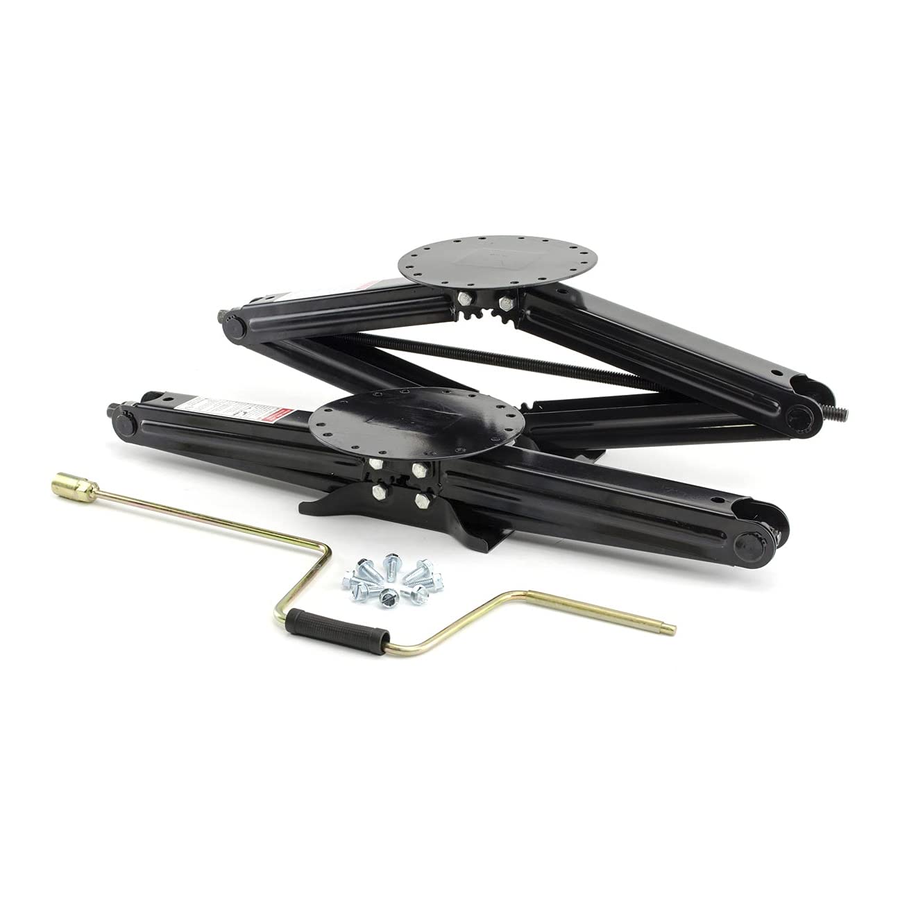 30" Lippert Components Manual RV Scissor Jack Kit for 5th Wheels, Travel Trailers, Set of Two, 5,000 lb. Load Capacity, Anti Rust Coating, Universal Bolt-On Installation, Bow-Tie Base, Crank Handle - 285344