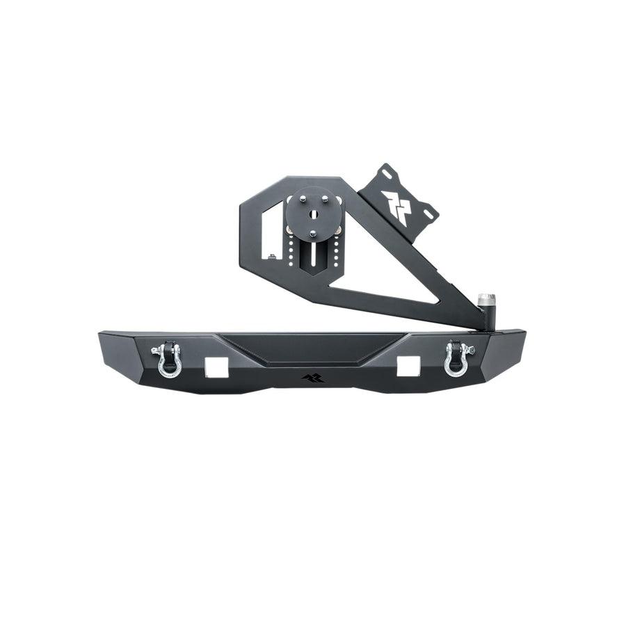 Rear Rugged Ridge XOR Bumper | Mid-Width w/Swing Out Tire Carrier, Steel, Satin Black | 11541.25 | Fits 2007-2018 Jeep Wrangler JK/JKU