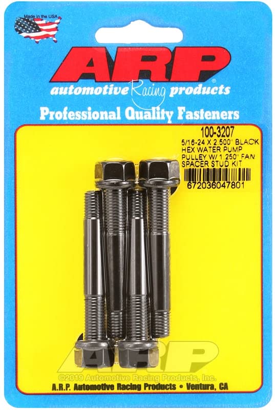 ARP 100-3207 ARP100-3207 5/16-24 X 2.500 Black Hex W/Pump Pulley W/ 1.250 Fan Spacer Studs