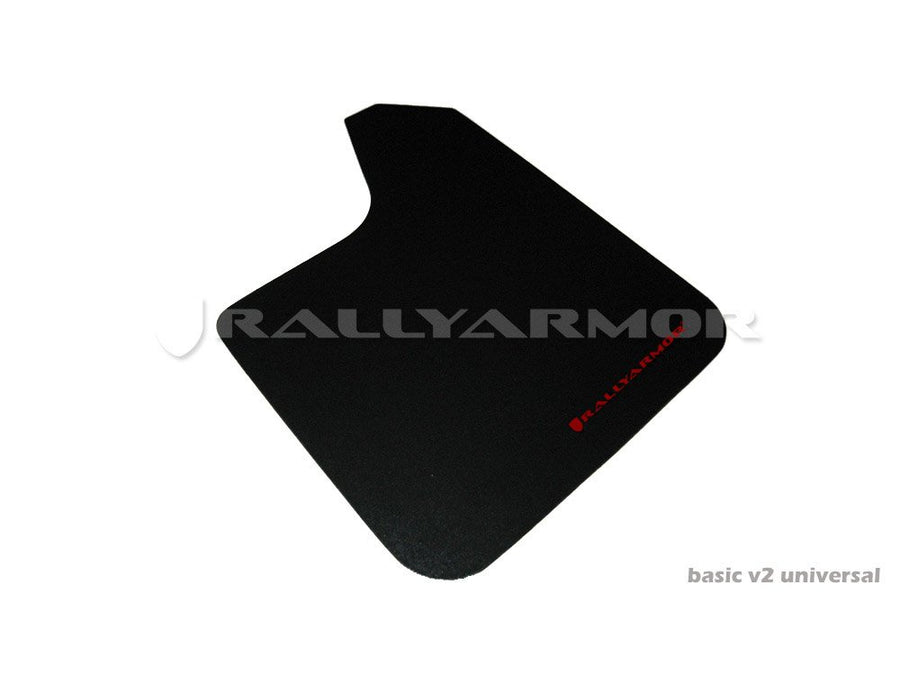 Basic Black Mud Flap w/Red Logo Rally Armor Universal fitment (no hardware)