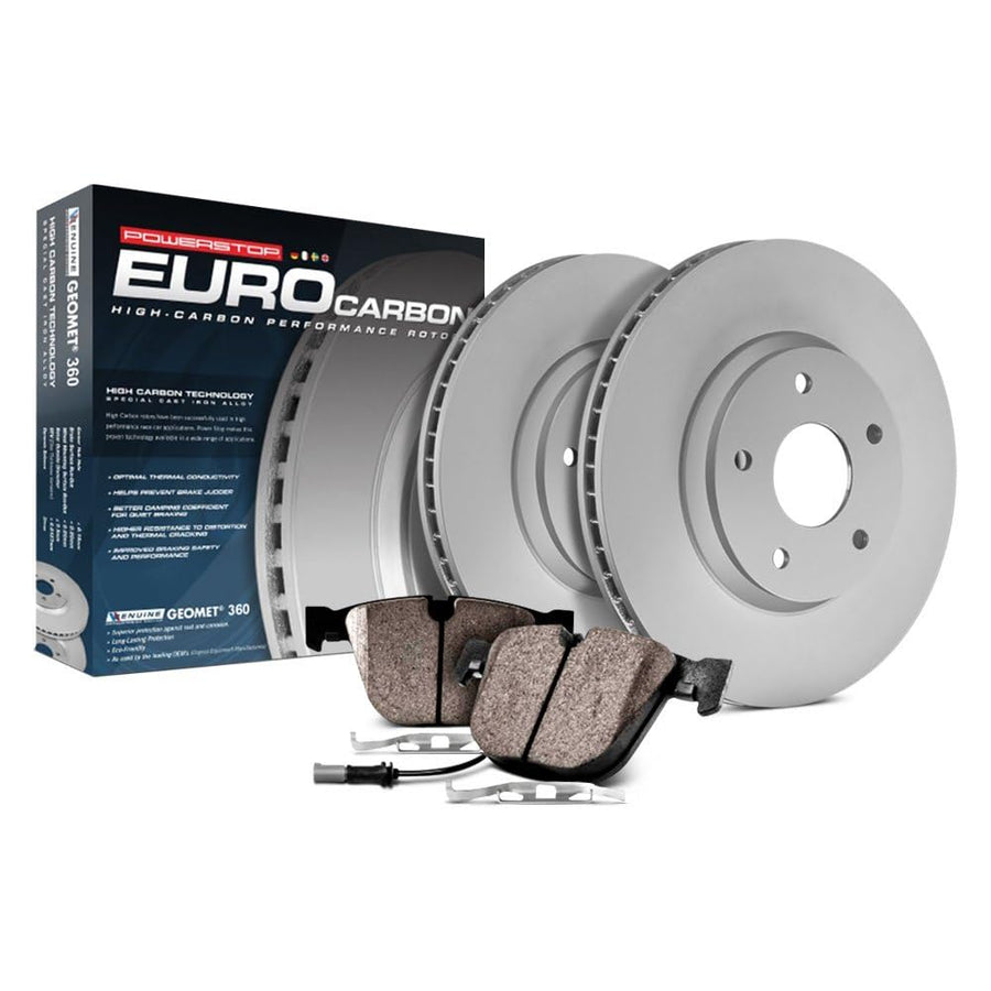 Power Stop Euro-Stop ESK7174 Rear Brake Kit- Coated Brake Rotors & Ceramic Brake Pads For Land Rover Discov, Land Rover Range Rover, Land Rover Range Rover Sport [Model Specific]