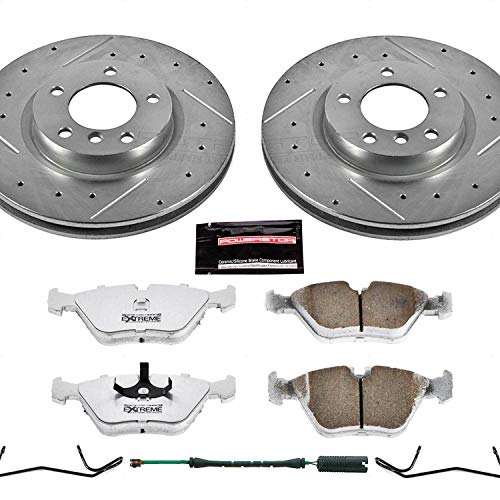 Power Stop K582-26 Z26 Carbon Fiber Brake Pads Front with Drilled & Slotted Brake Rotors Kit For BMW M3 1995-1999, BMW Z3 1998-2002 [Model Specific]