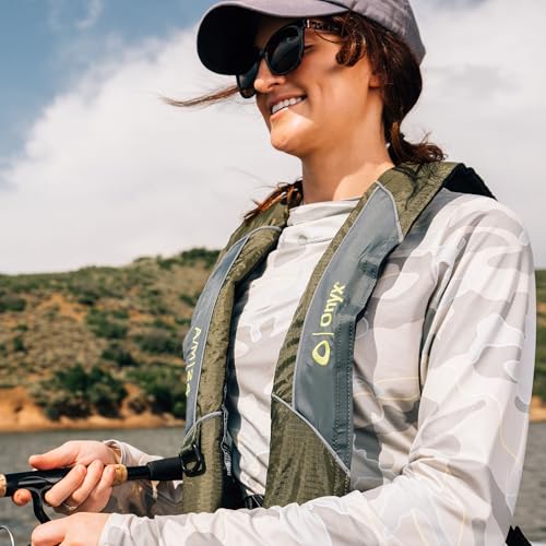Onyx A/M-24 Inflatable Automatic/Manual Life Jacket, U.S. Coast Guard Approved, Low Profile, Compact Design, Manual Convertible Inflation Option