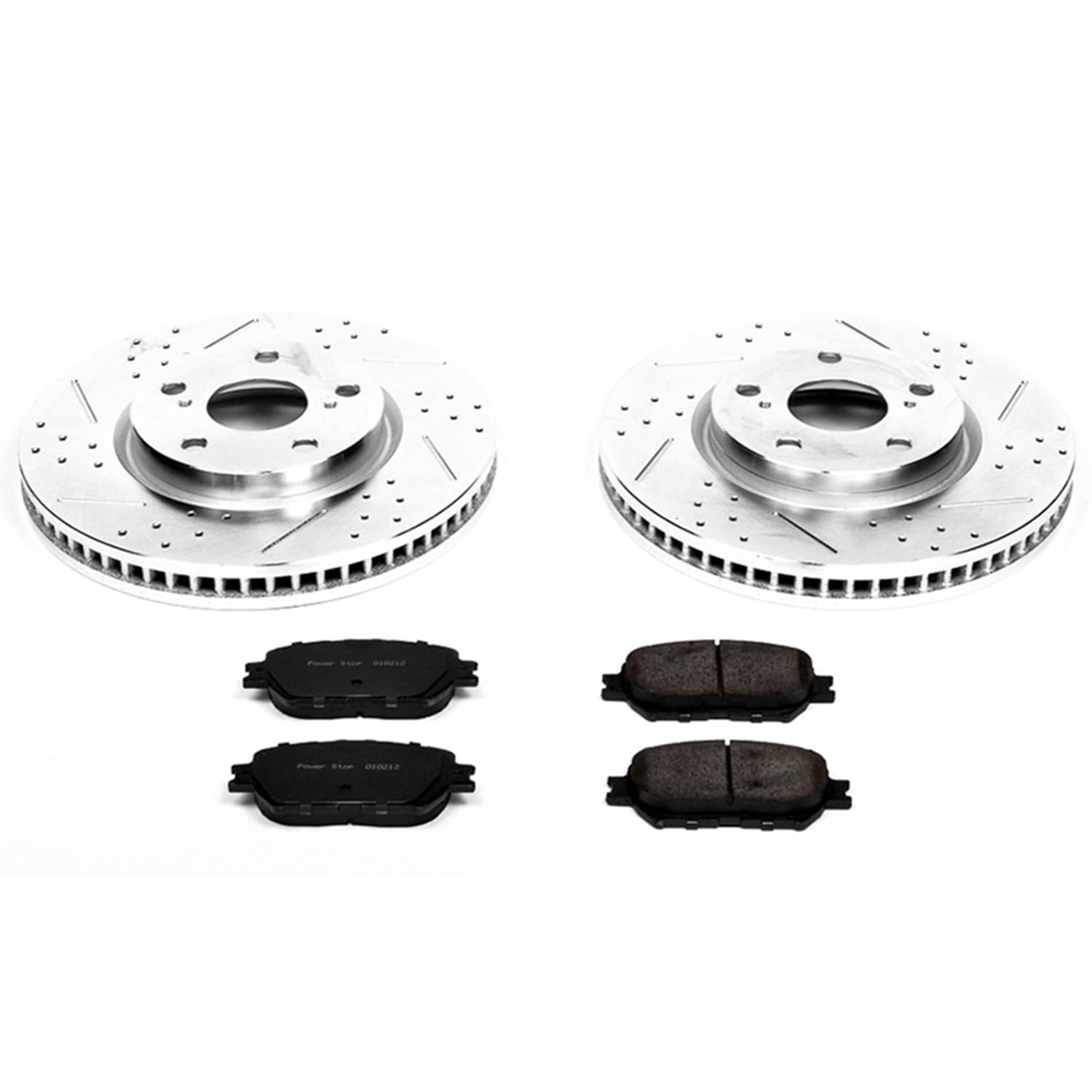 Power Stop K5272 Z23 Carbon Fiber Brake Pads with Drilled & Slotted Brake Rotors Kit For Lexus GS300 2006, Lexus IS250 2009-2015 [Model Specific]