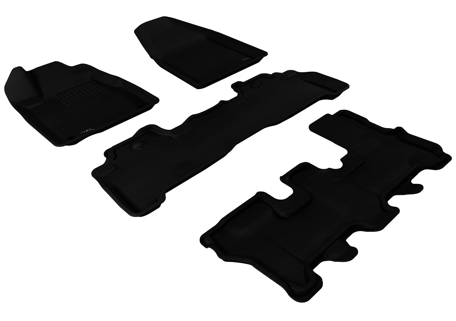 Complete Set Black 3D MAXpider-L1AC00001509 Custom Fit All-Weather Floor Mats for 2007-2013 Acura MDX Models - Kagu Rubber Series
