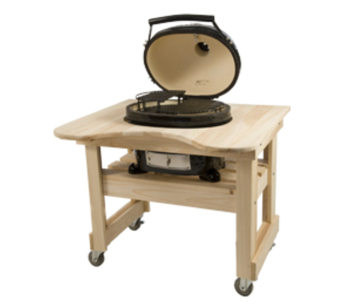 Primo Cypress Wood Table for Primo Oval Junior Grill, 605 4 Wheels