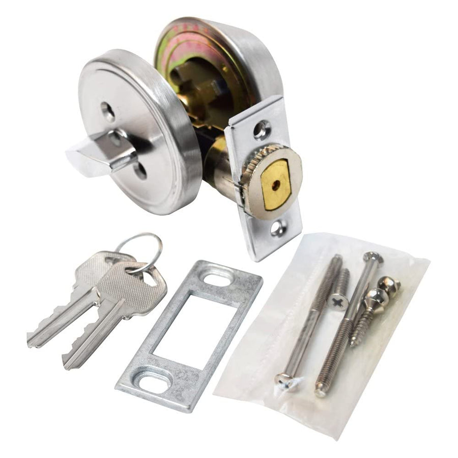 Valterra 1" Throw L32CS3108 Single Cylinder Deadbolt View Pack, Silver