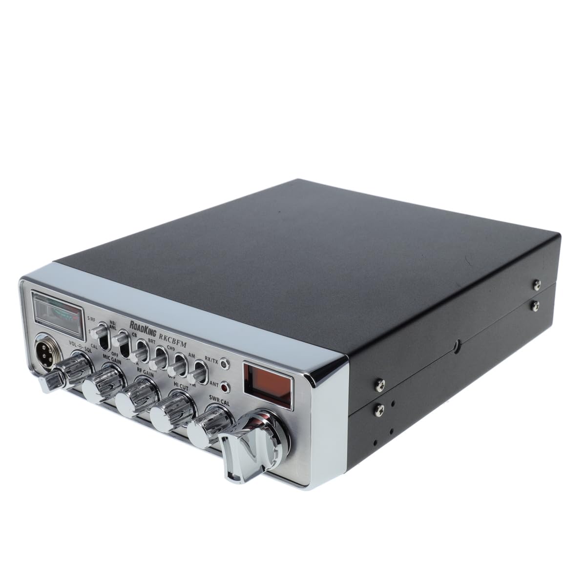 RoadKing RKCBFM CB Radio Dual-Mode AM/FM for Truckers Full 40 Channels Pro Emergency Channel with Noise-Cancelling Mic Large Display - Silver