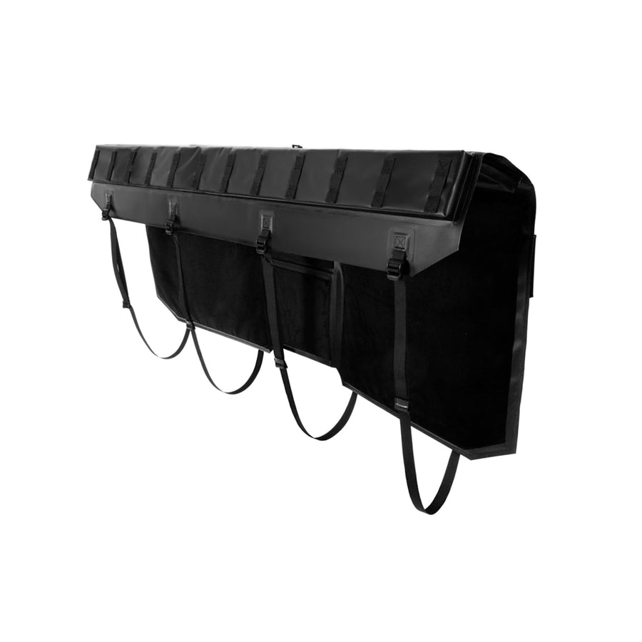 Curved KUAT HUK 61" Durable Soft-Touch TPU Padded Pickup Truck Tailgate Bike Hauling Transportation Easy-Access Protective Pad w/Nylon Straps, Metal G-Hook Buckles & Roll-Up Window, Black