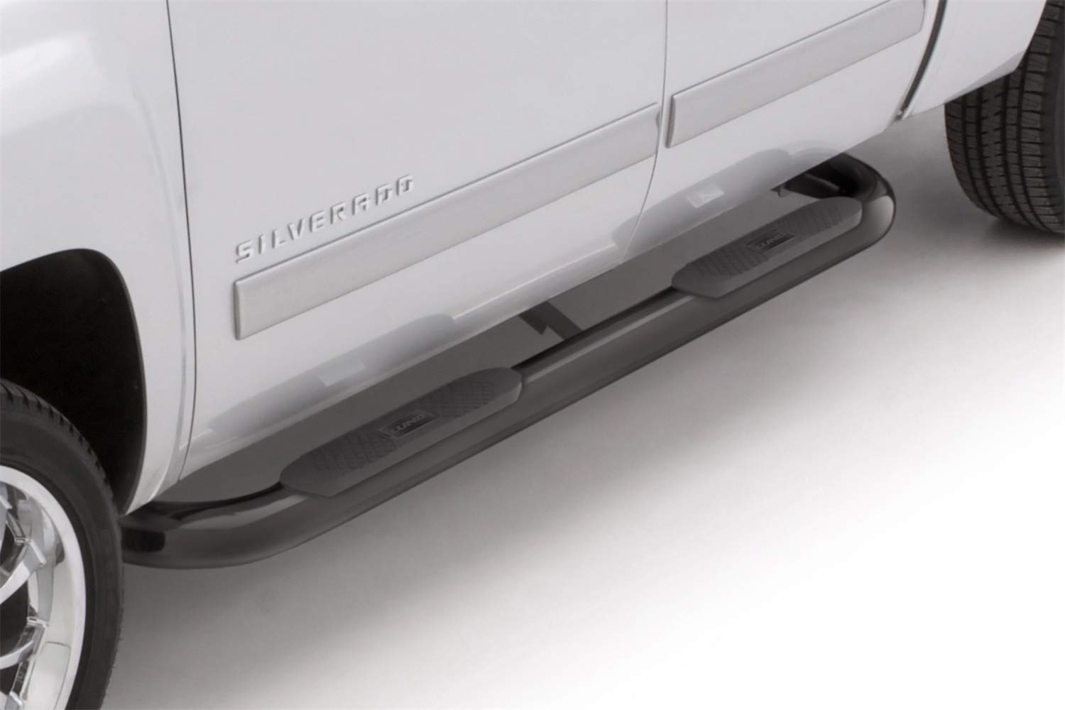 Lund 4" Oval Curved Black Steel Nerf Bars for 2019 Silverado 1500 Crew Cab