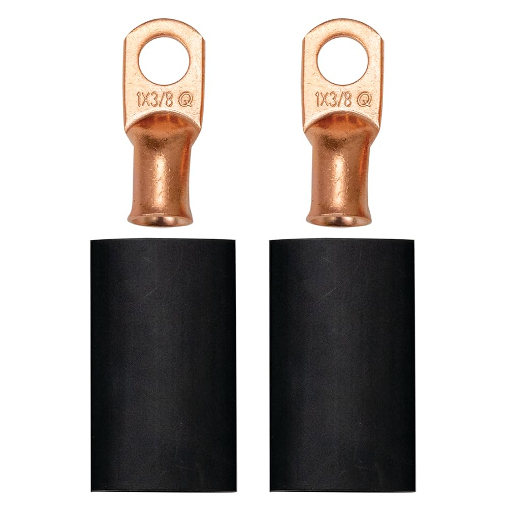 Battery Cable Terminal Kit Moroso 74158 for Crimp/Solder, 1 Ga Wire, 3/8 Diameter Stud, Pack of 2