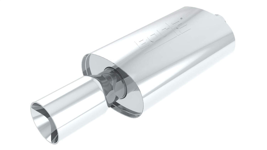 Borla Boomers 40060 Blow Torch Muffler Center/Center 2.25 in. Inlet 14 in. x 8.5 in. x 5.5 in. Case Size 4 in. Round Tip Oval Body T-304 Stainless Steel Borla Boomers Blow Torch Muffler