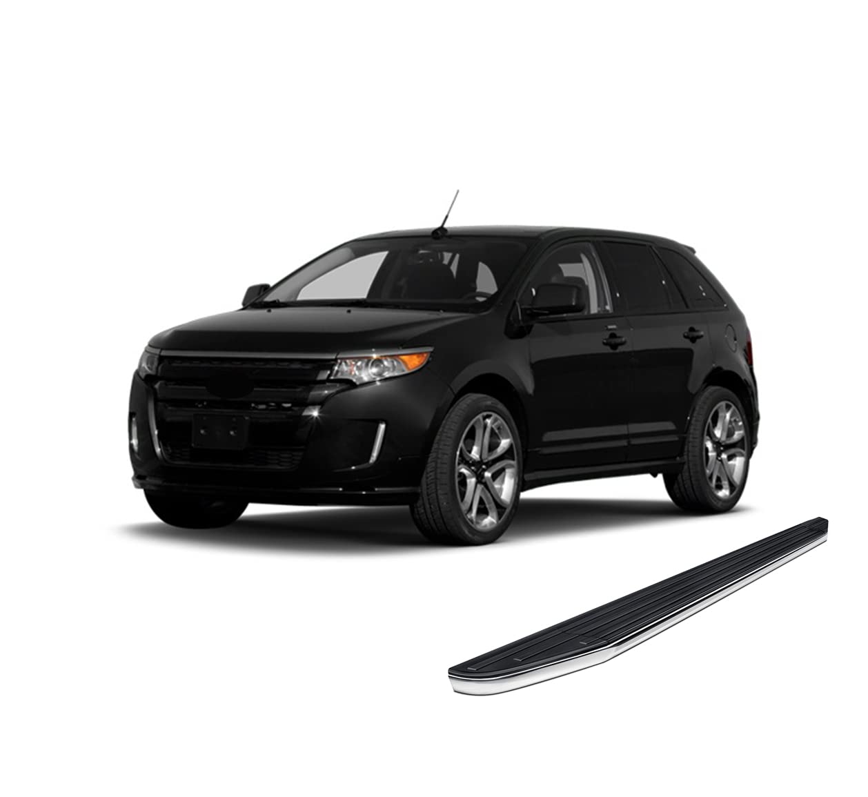 Premium Black Horse Running Boards Black Compatible with 2007-2014 Ford Edge (Excludes Sport and Eco-Booster Models)-PR-FRED