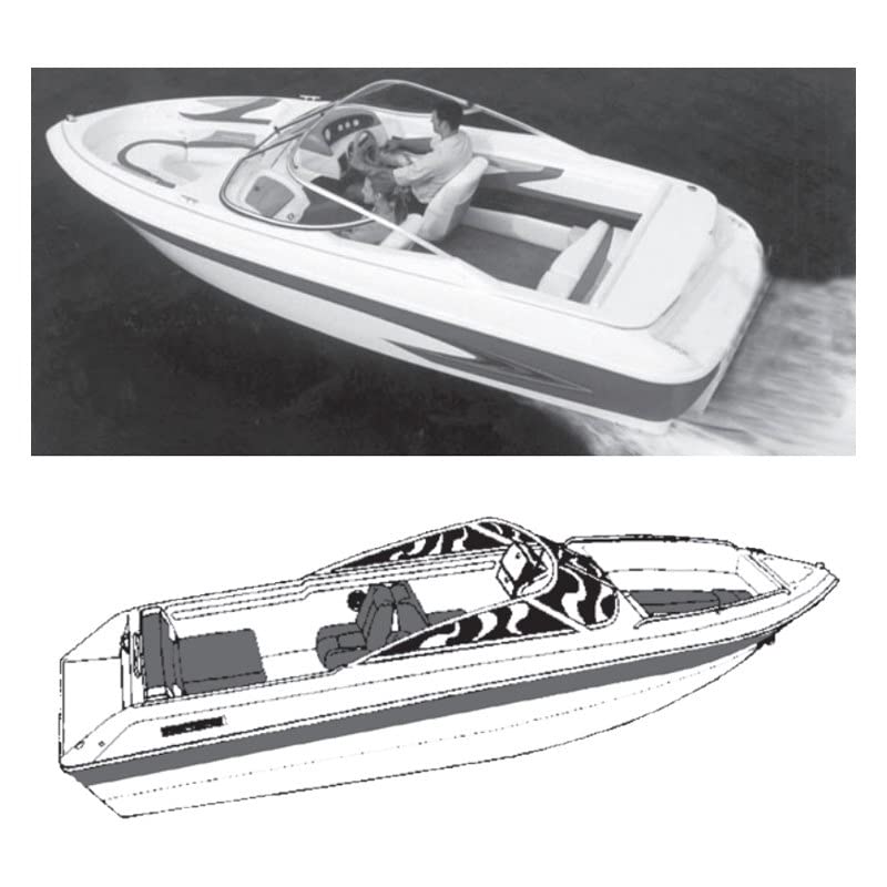 Carver 22 ft. CRV77122S-11 Vhull Runabout I-O Boat Cover with Windhsield & Bow Rails - Slate Gray