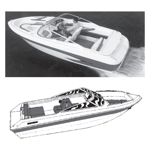 Carver 22 ft. CRV77122S-11 Vhull Runabout I-O Boat Cover with Windhsield & Bow Rails - Slate Gray
