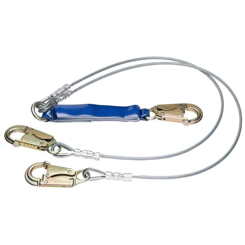 6 Ft. Werner Decoil Cable Twinleg Lanyard (Dcell Shock Pack 1/4 In Vinyl Coated Cable Snaphook)