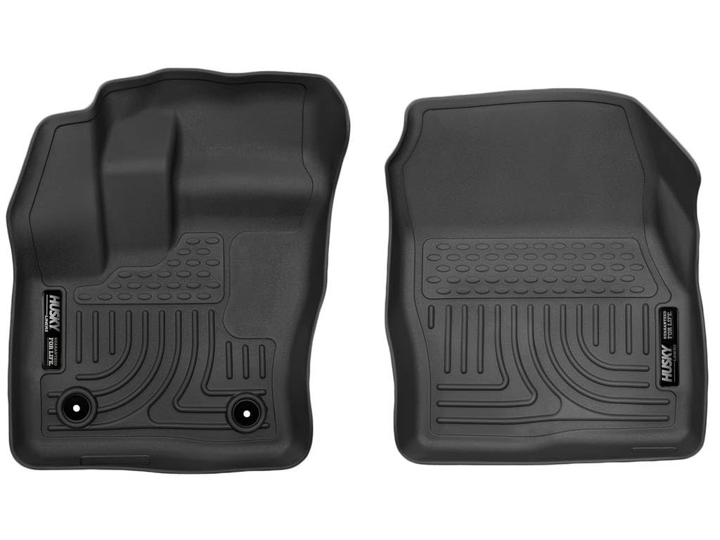 Weatherbeater Husky Liners Floor Mats | Fits 2014-2019 Ford Transit Connect Mini Passenger Van All Models w/Carpet Flooring | Front Row, 2-pc Black - 18321