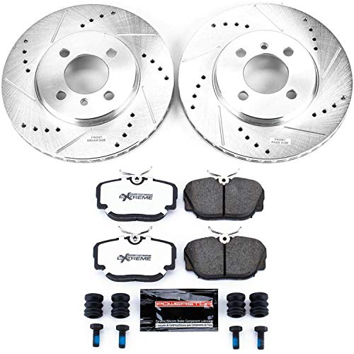 Power Stop K3008-26 Z26 Carbon Fiber Brake Pads Front with Drilled & Slotted Brake Rotors Kit For BMW 318i, BMW 318is, BMW 325, BMW 325e, BMW 325es, BMW 325i, BMW 325iX, BMW 325is [Model Specific]