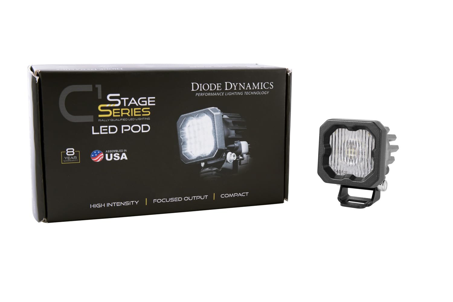 Diode Dynamics SAE/DOT Fog SSC1 White Standard LED Pod (one), Fog w/Amber Backlight