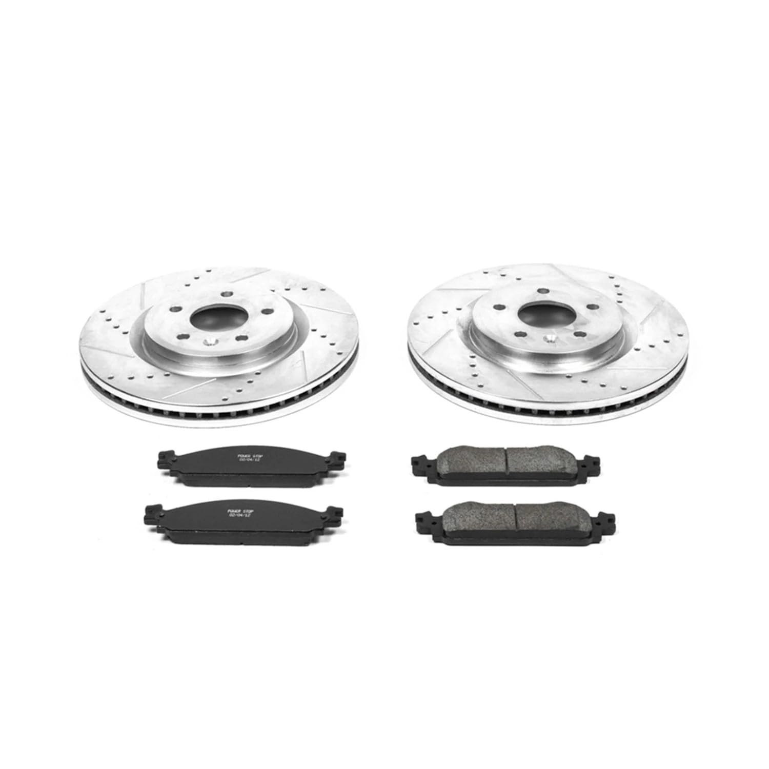 Power Stop K5509 Z23 Carbon Fiber Brake Pads with Drilled & Slotted Brake Rotors Kit Front