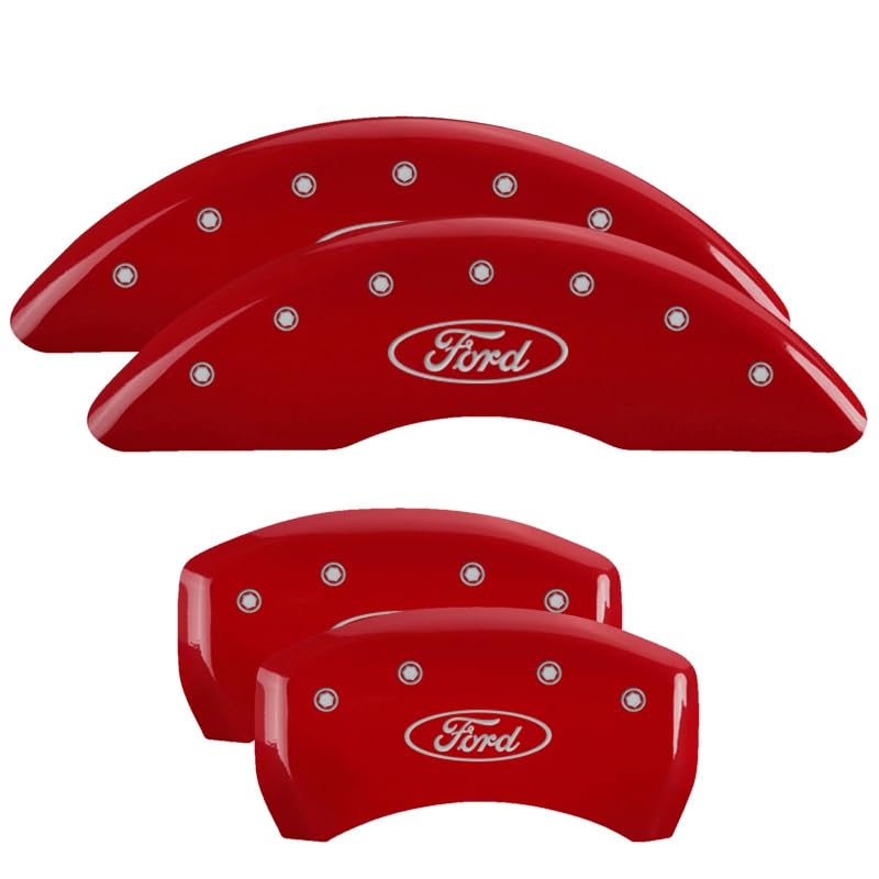 Ford Oval Logo MGP Calipers 10258SFRDRD, Red/Silver