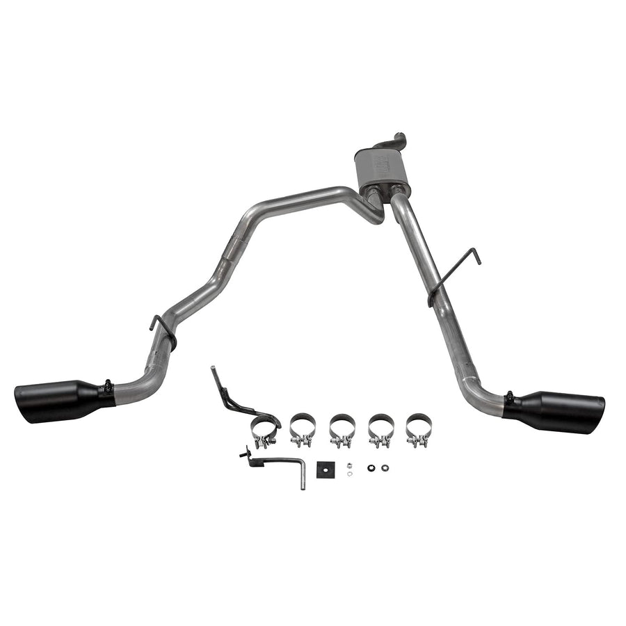 Flowmaster FlowFX 718103 Cat-Back Exhaust Kit 2.5 Inch Dual Side Exit 409 Stainless Steel 4.5 Inch Black Ceramic Stainless Tips Compatible with 2005-2019 Nissan Frontier 4.0L V6 2/4WD all Wheelbases