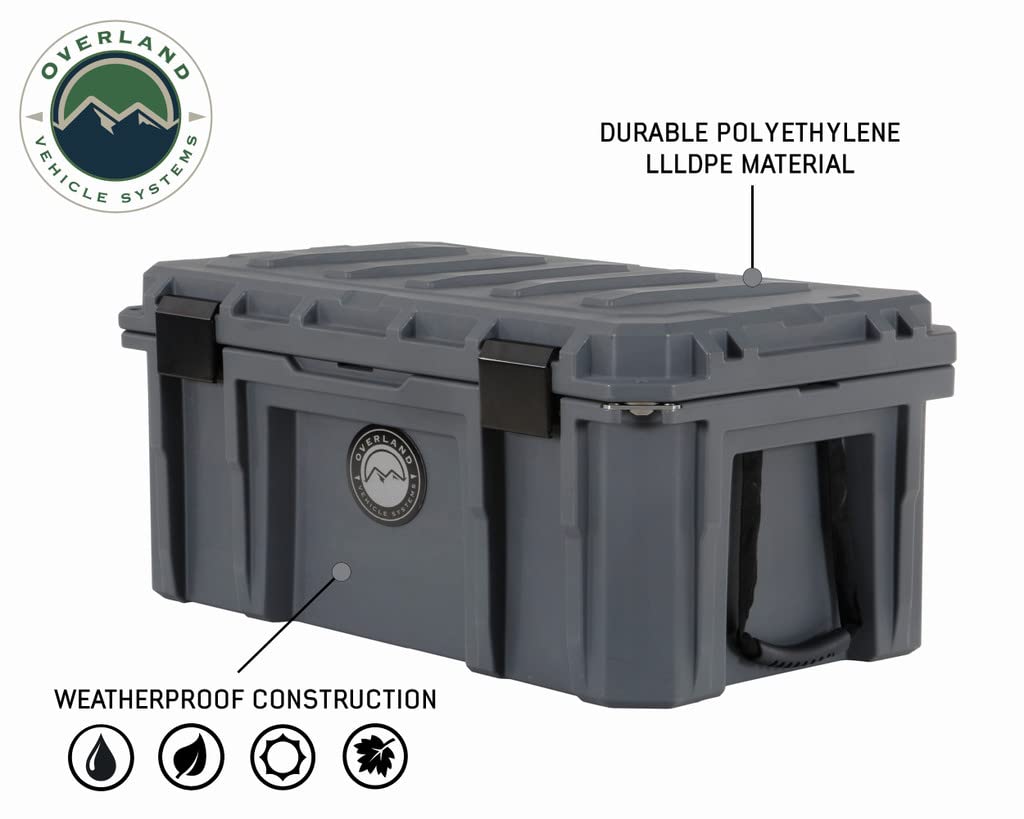 D.B.S. Overland Vehicle Systems 95 QT Dry Box Storage with Drain and Bottle Opener | Dark Grey | Waterproof Sealing | Heavy Duty Latches | 40100011