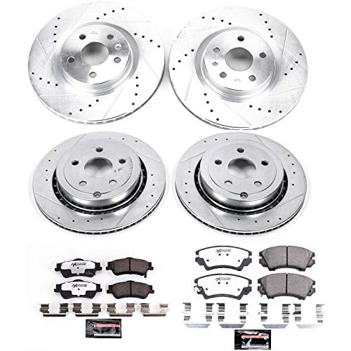 Power Stop K5949-26 Z26 Carbon Fiber Brake Pads Front and Rear with Drilled & Slotted Brake Rotors Kit For Chevrolet Caprice 2011-2017 [Model Specific]
