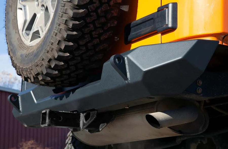 CrawlTek Rear Bumper Pyro Midwidth - Black compatible with 2007-2018 Jeep Wrangler JK