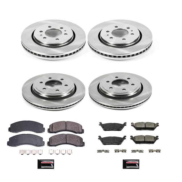 Power Stop Autospecialty KOE6803 Front and Rear Replacement Brake Kit-OE Brake Rotors & Ceramic Brake Pads For 2015 2016 2017 Ford F150 6 Lug with Electric Parking Brake