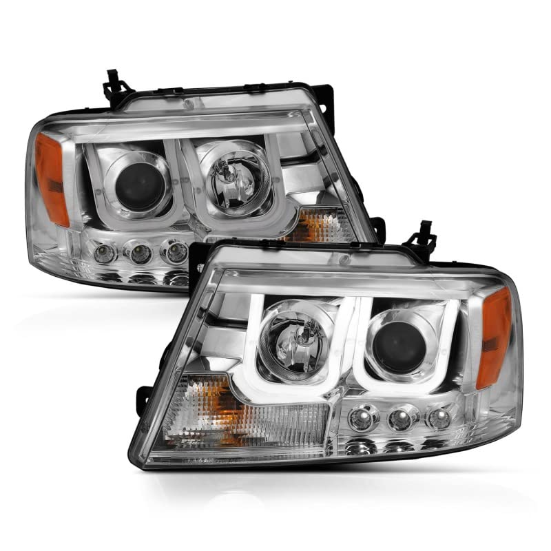 Projector Headlight Set ANZO USA w/U-Bar Halo-Chrome