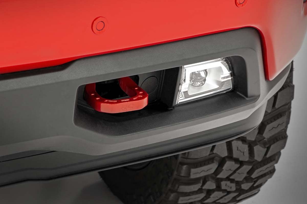 Rough Country Forged Upgraded Tow Hooks (fits) 2019-2020 Chevy Silverado 1500 | Replaces OEM | Red | RS132 , Black