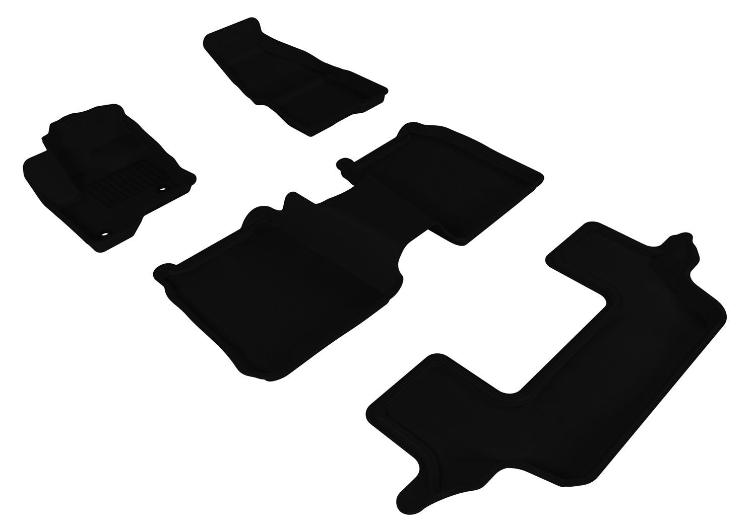 3D MAXpider Kagu Custom Fit Floor Mat (Black) for 2009-2019 Ford Flex - 1ST Row 2ND Row 3RD Row