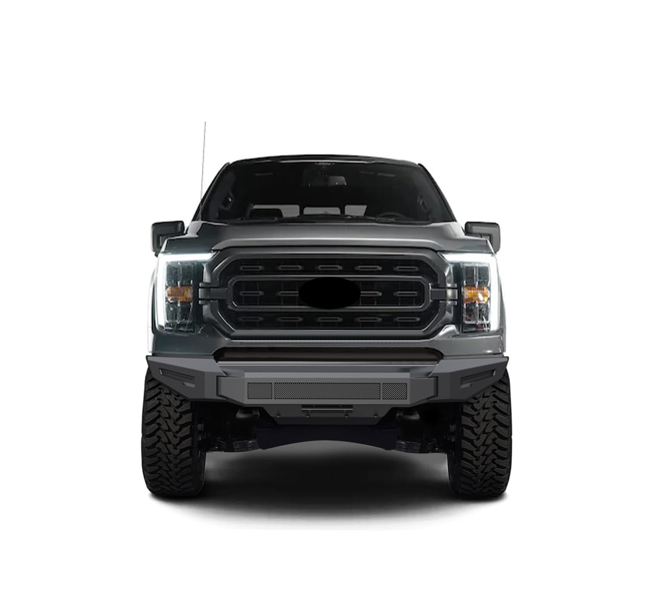 Heavy Duty Black Horse Armour II Modular Front Bumper Matte Black Compatible with 2021-2023 Ford F-150-AFB-F121-BU