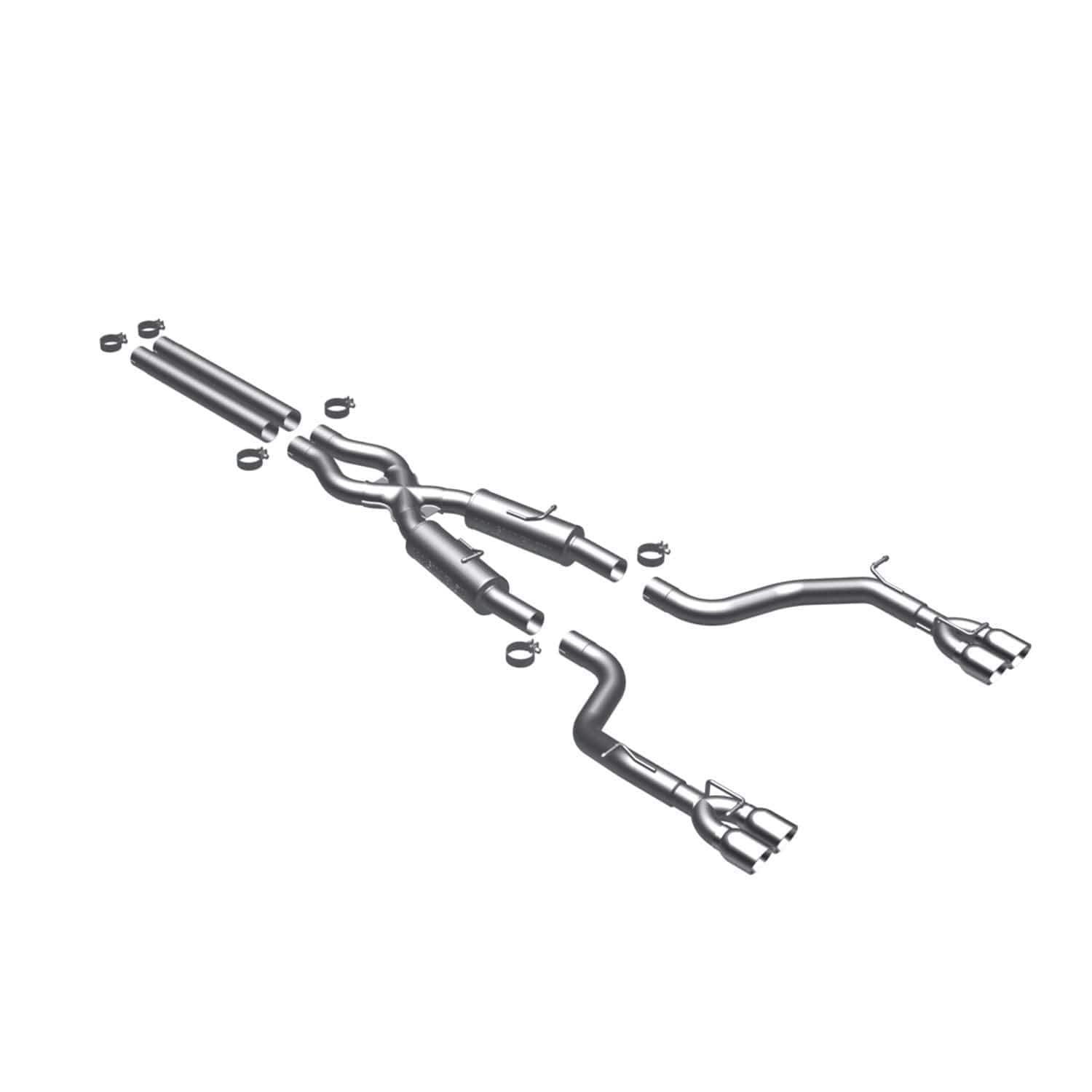 Cat-Back MagnaFlow Performance Exhaust System 16885 - Competition Series, Stainless Steel 3in Main Piping, Quad Split Rear Exit, Polished 3.5in Exhaust Tip - Challenger Performance Exhaust Kit